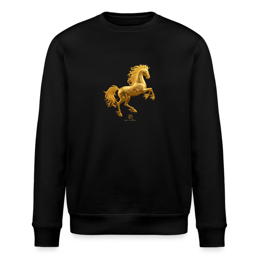 Unisex Bio-Sweatshirt "Feuerpferd" - Schwarz