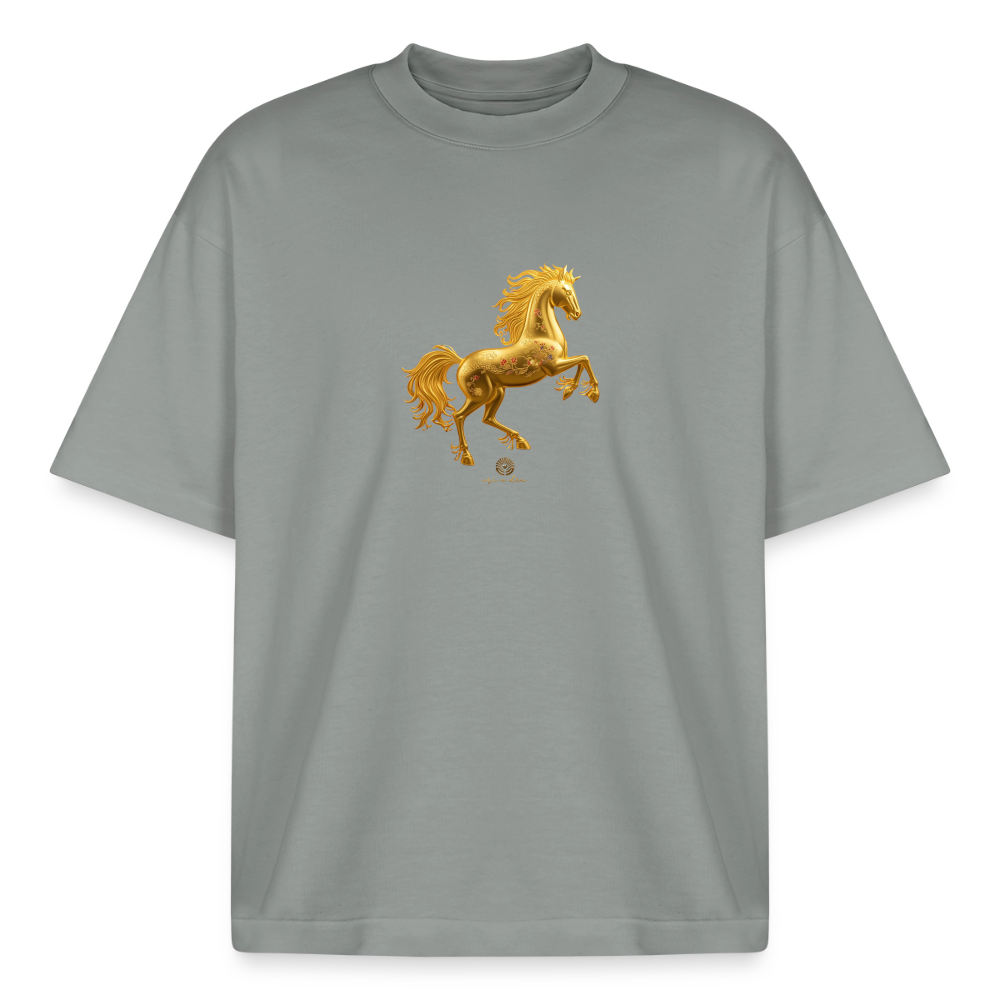 Heavyweight Unisex Bio T-Shirt 	"Feuerpferd" - Nebelgrau