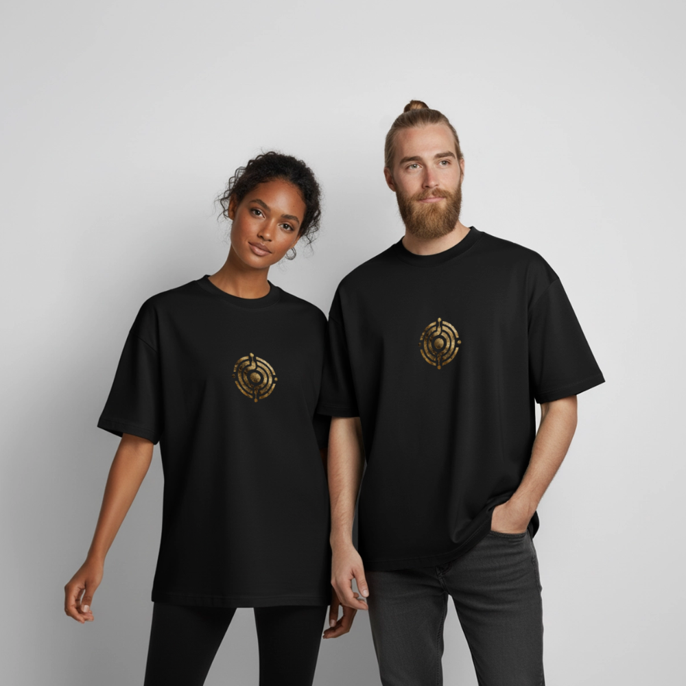 Heavyweight Unisex Bio T-Shirt "Atme Lächle Lausche" - Schwarz