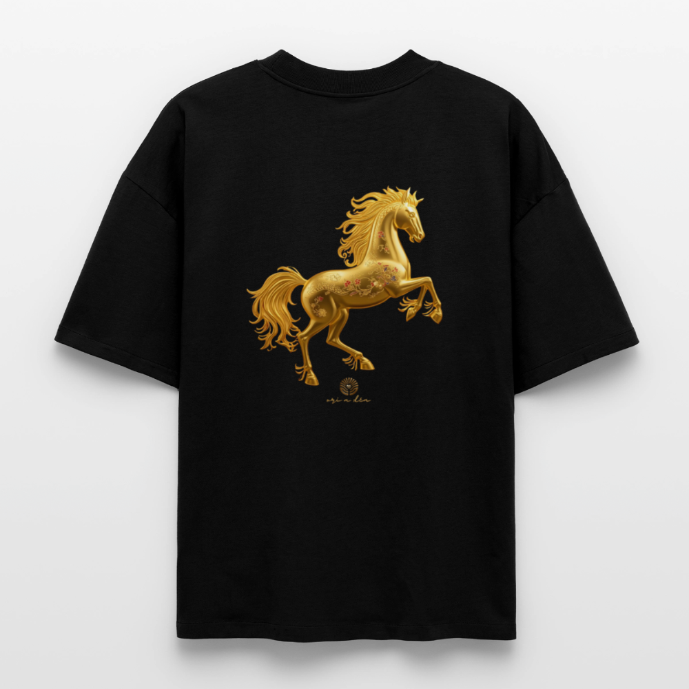 Heavyweight Unisex Bio T-Shirt "Feuerpferd - Schwarz