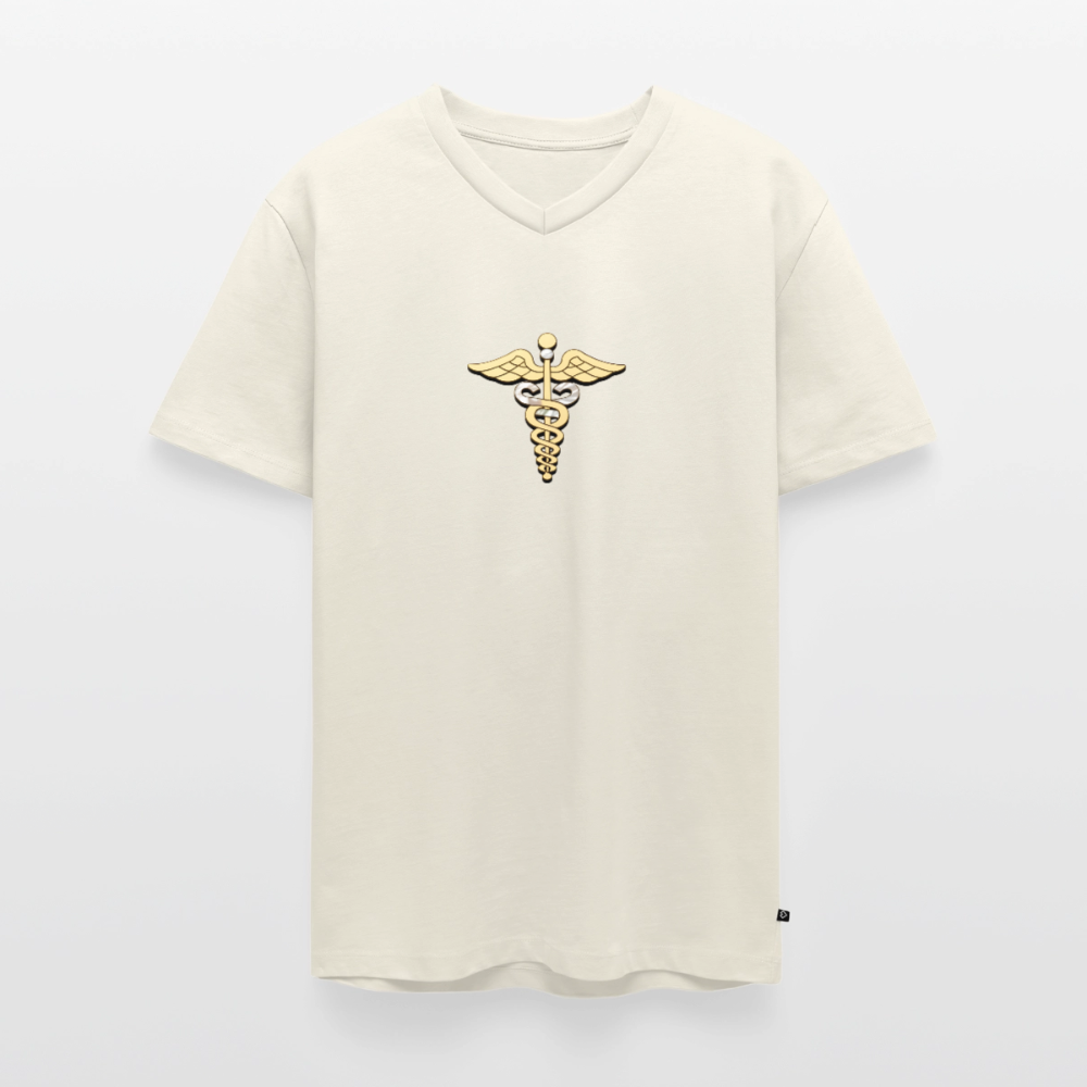 Männer Bio-T-Shirt mit V-Ausschnitt "Merkurstab" - Naturweiß