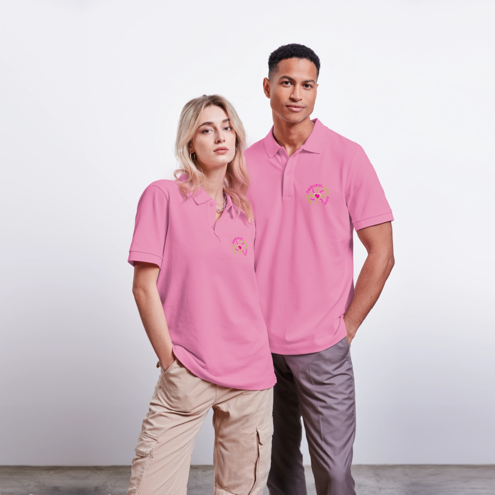 Unisex Bio-Poloshirt Herz-bewusst-sein - Blasenrosa