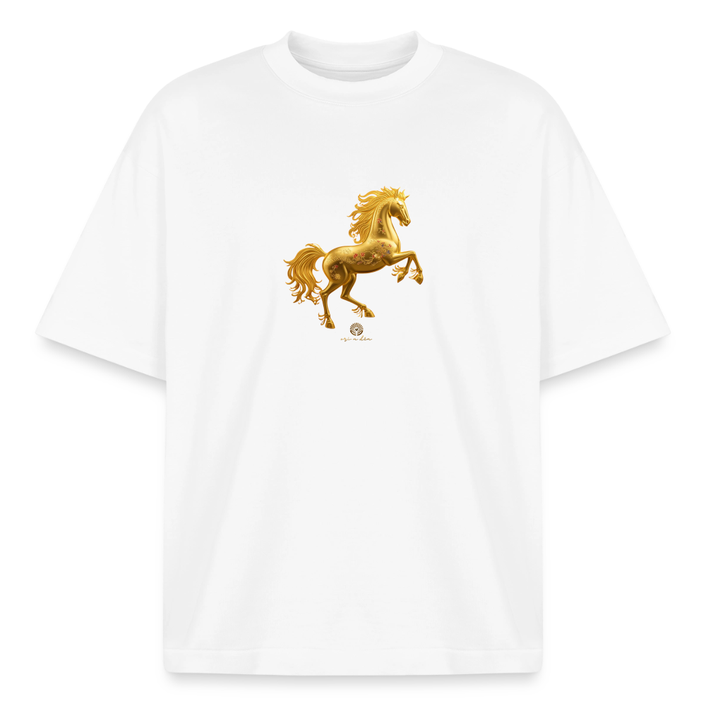 Heavyweight Unisex Bio T-Shirt 	"Feuerpferd" - Weiß
