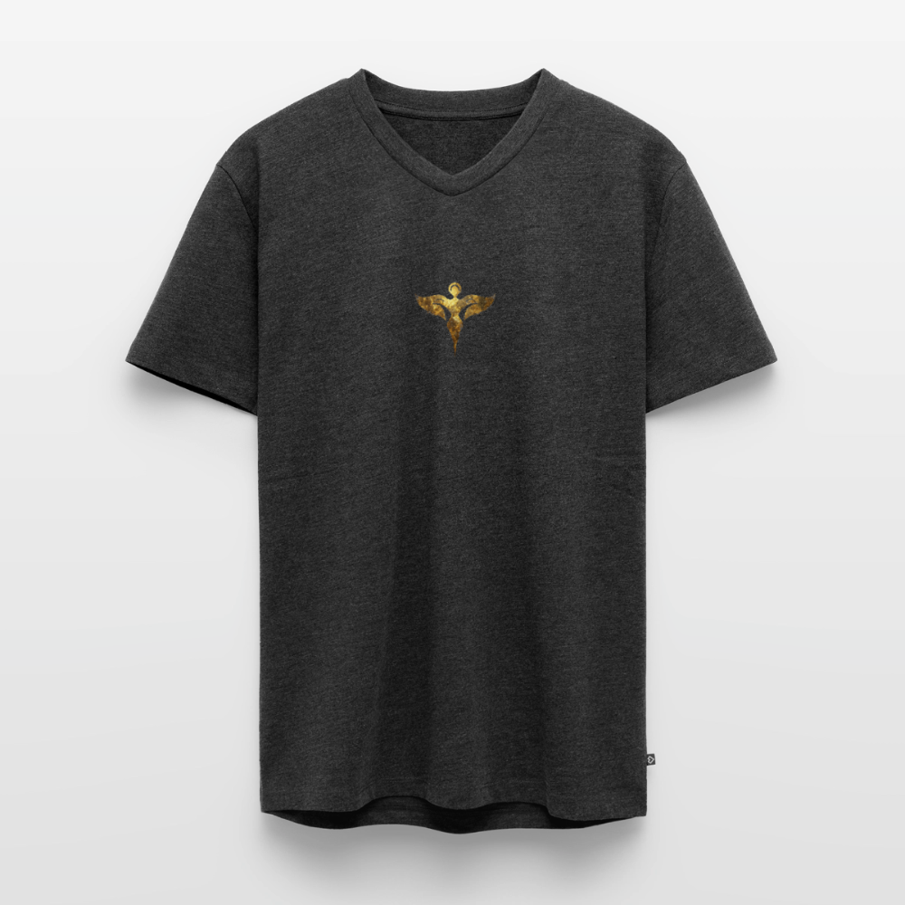 Männer Bio-T-Shirt mit V-Ausschnitt "Gaia" - Anthrazit meliert