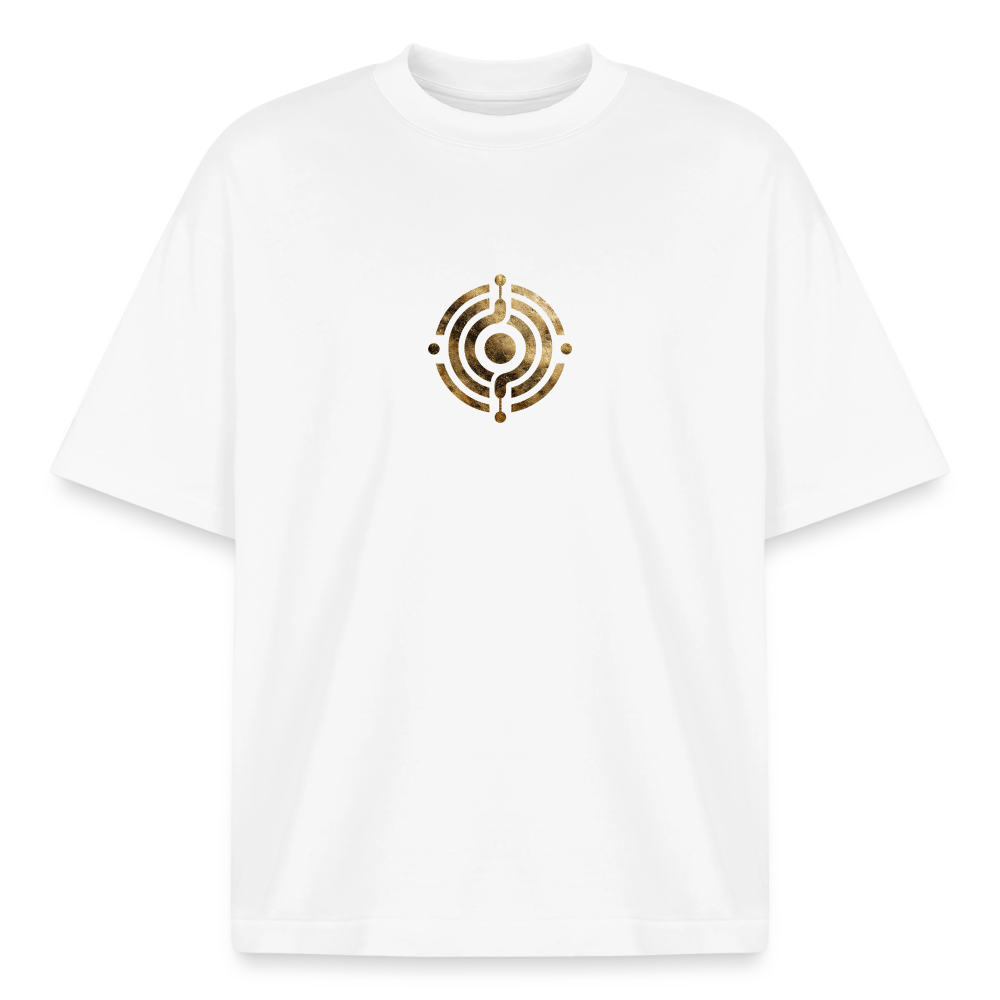 Heavyweight Unisex Bio T-Shirt "Atme Lächle Lausche" - Weiß