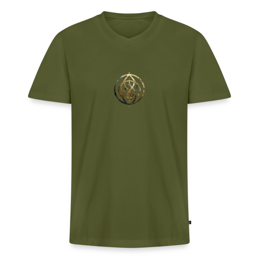Männer Bio-T-Shirt mit V-Ausschnitt „Pax Interna“ - Khaki
