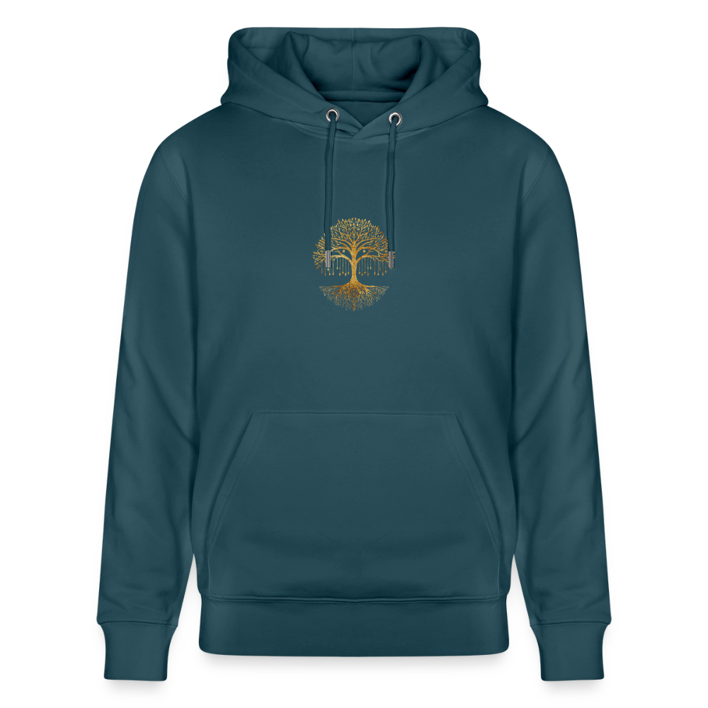 Unisex Bio-Hoodie "Weltenbaum" - Dunkles Petrol