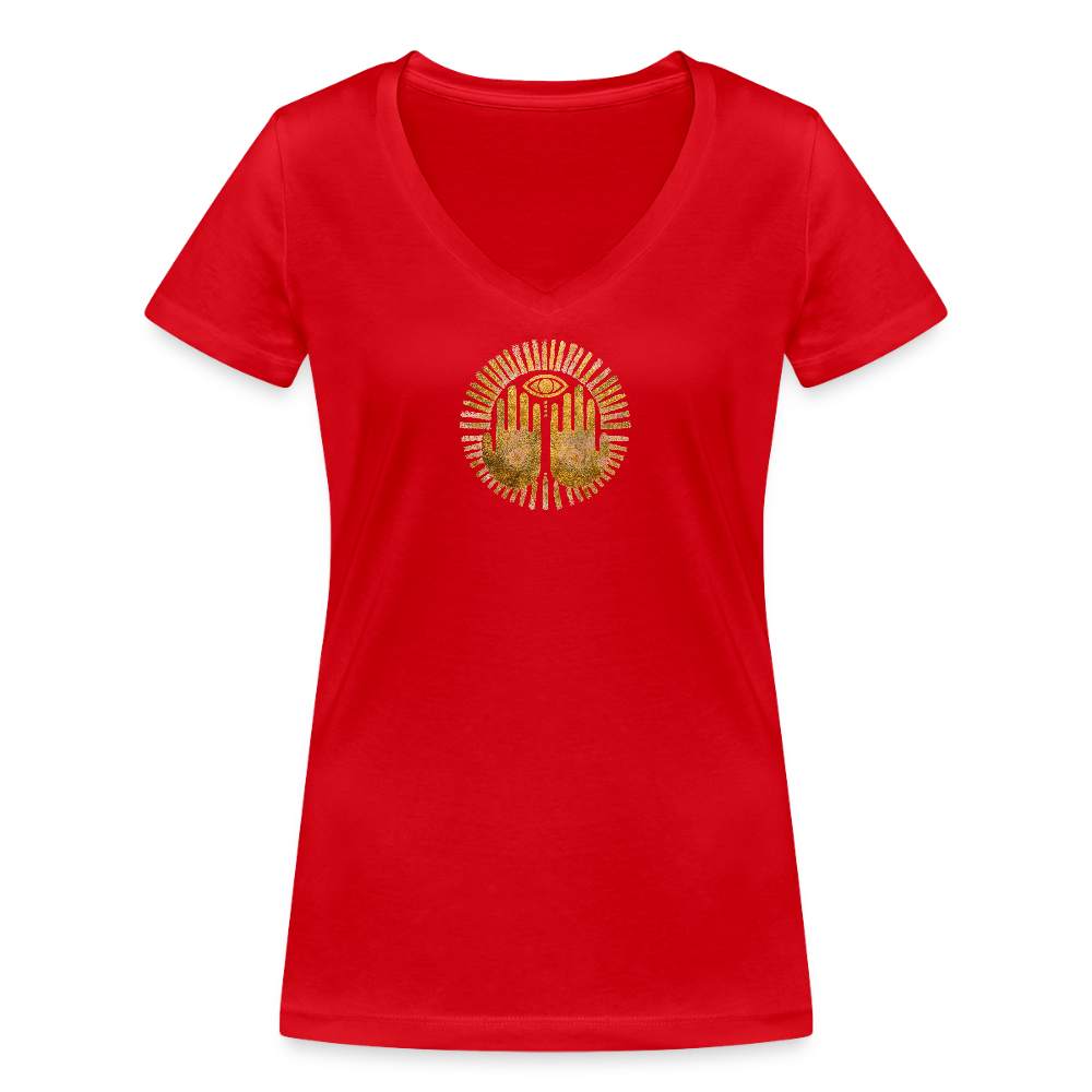Frauen Bio-T-Shirt mit V-Ausschnitt "An'Anasha" - Rot