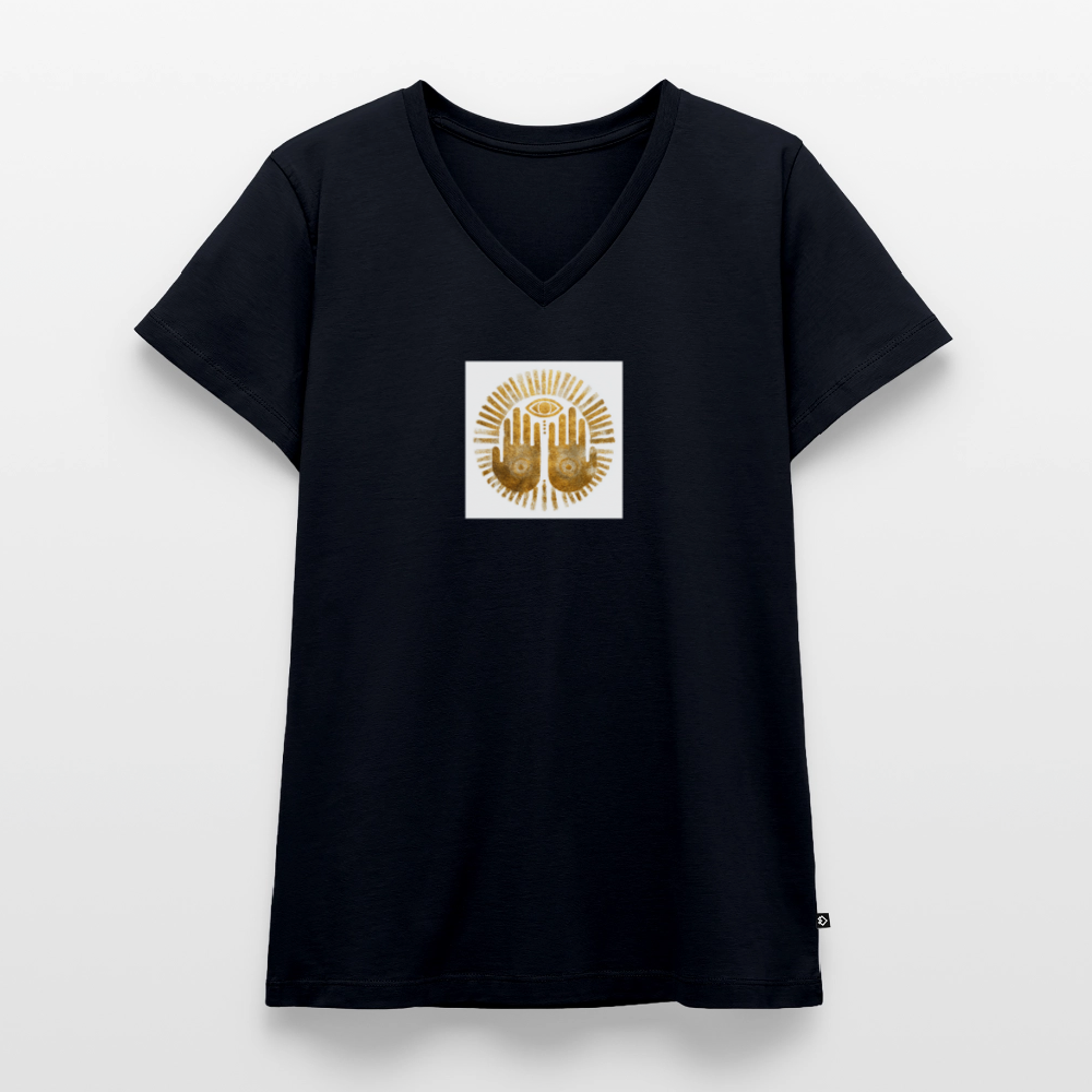 Frauen Bio-T-Shirt mit V-Ausschnitt "An'Anasha" - Navy