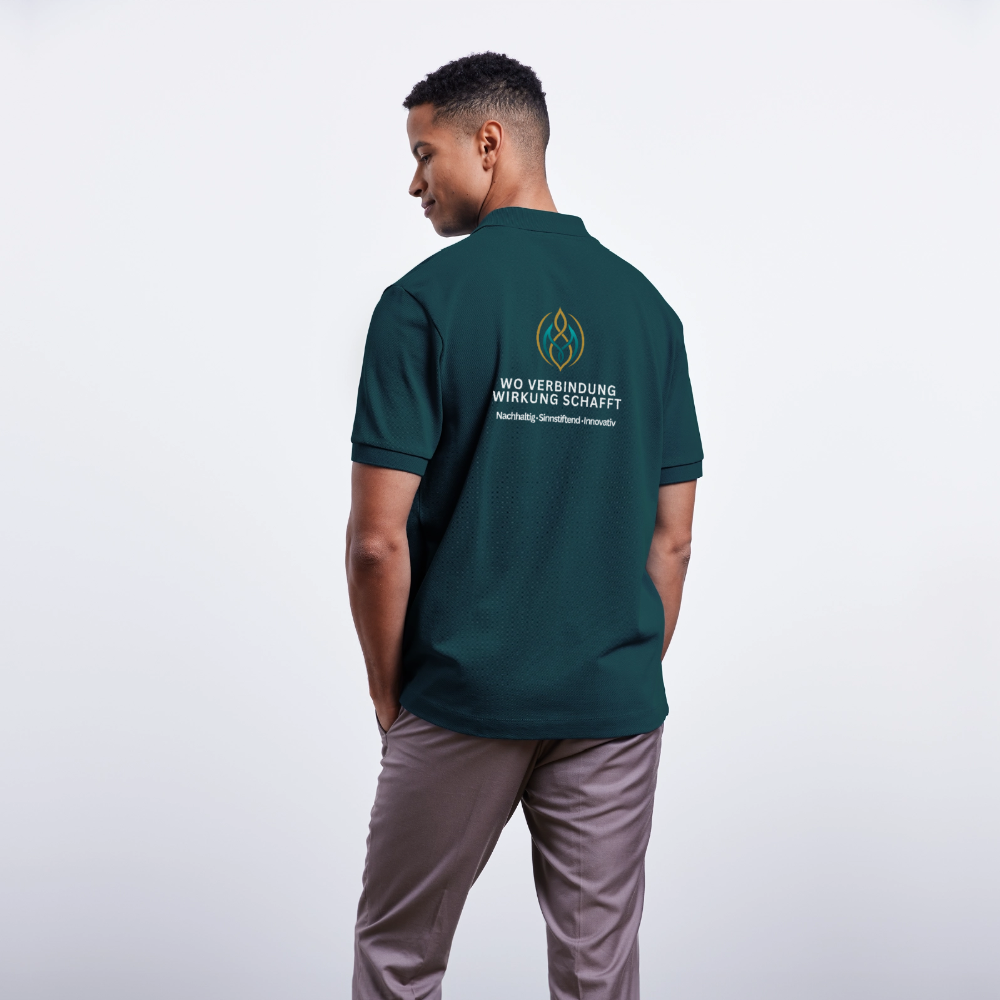 Unisex Bio-Poloshirt TLA Wo Verbindung Wirkung Schafft - Dunkles Petrol