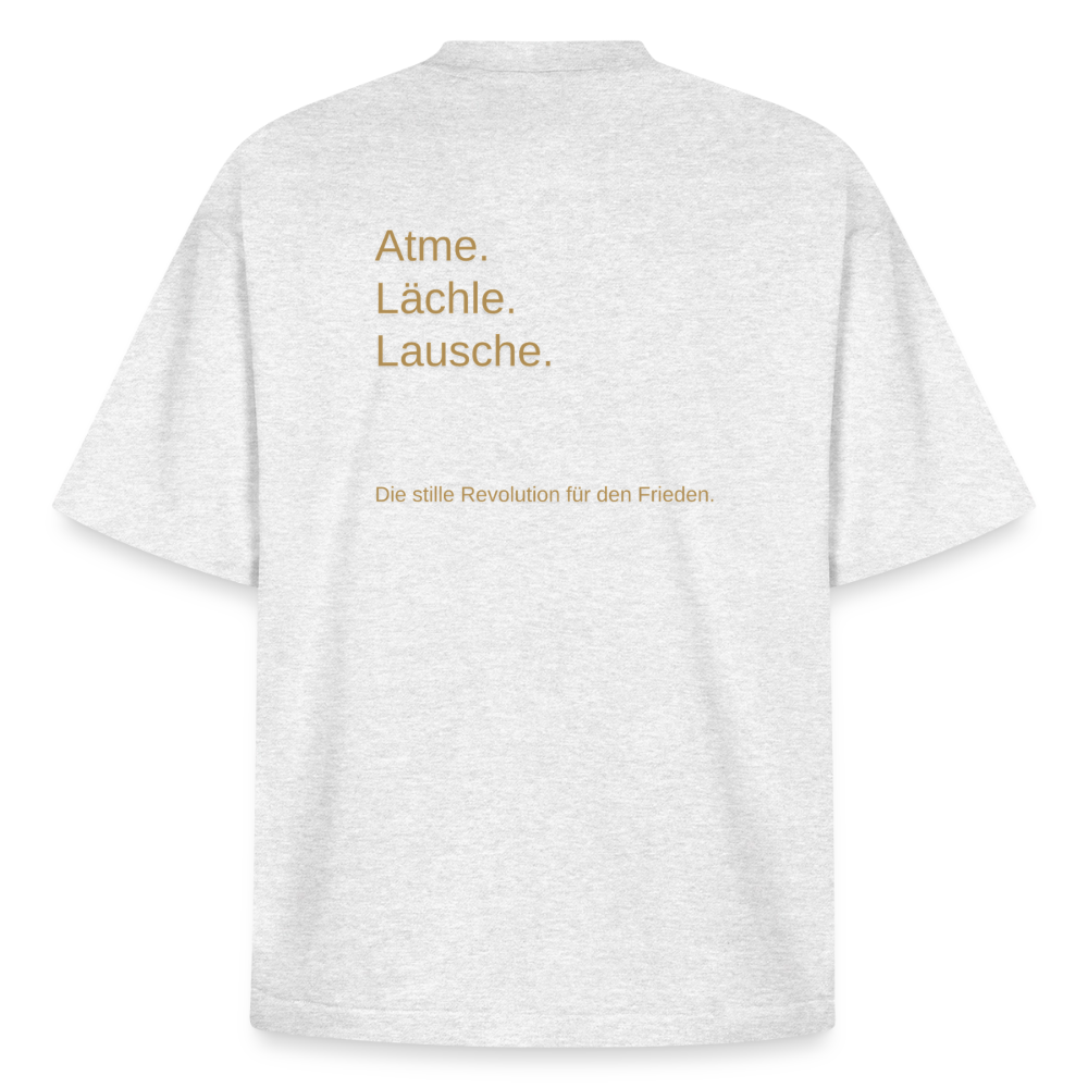 Heavyweight Unisex Bio T-Shirt "Atme Lächle Lausche" - Kühles Grau meliert