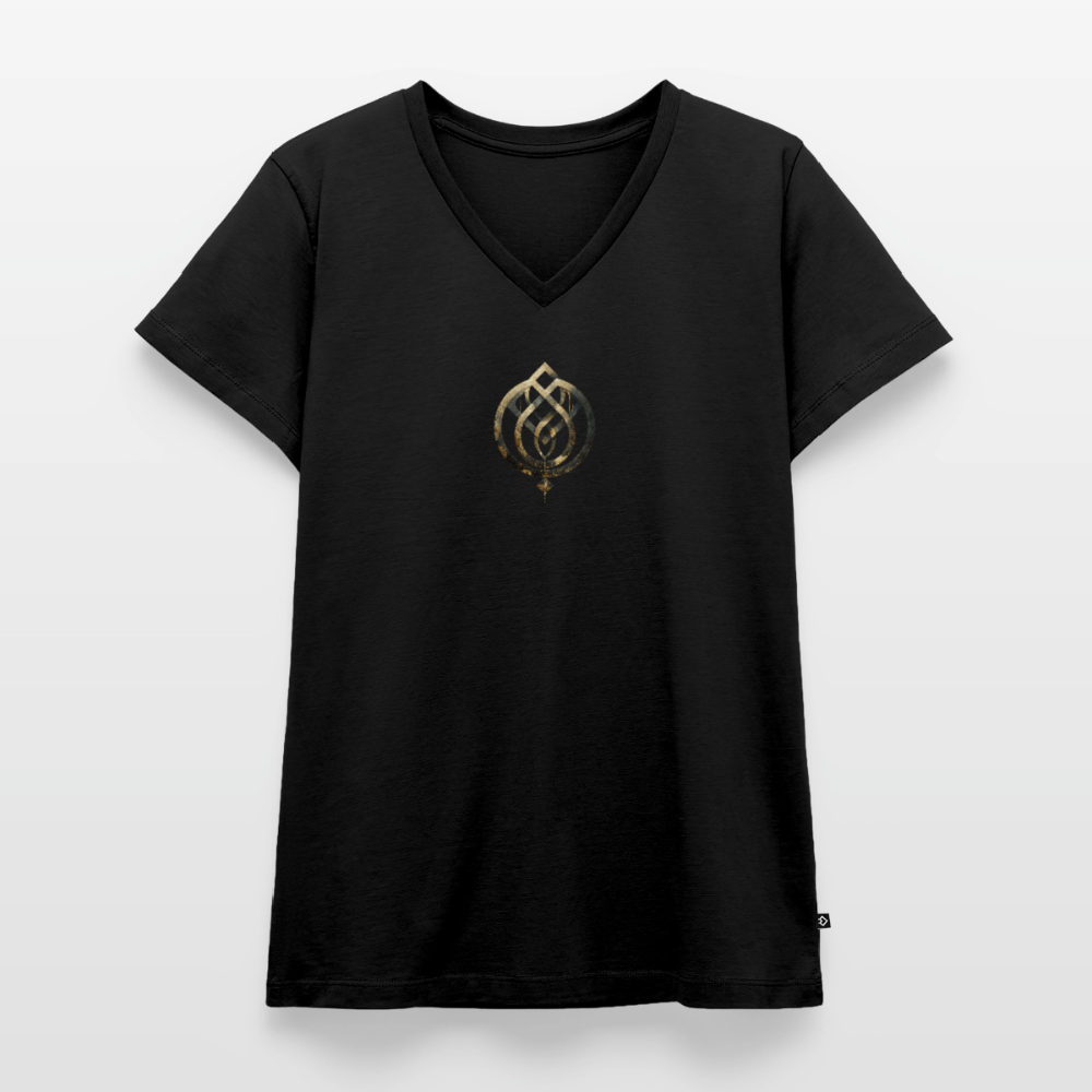 Frauen Bio-T-Shirt mit V-Ausschnitt Anima Soluta – beidseitig bedruck - Schwarz