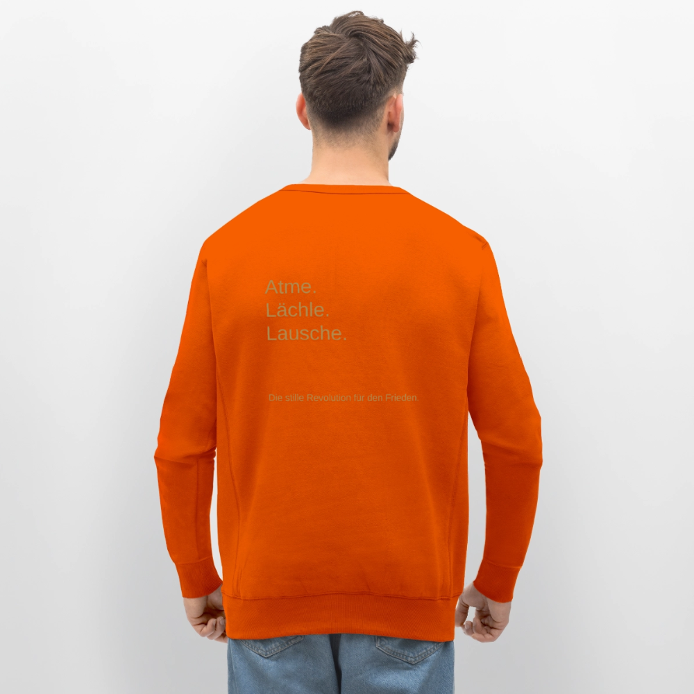 Unisex Bio-Sweatshirt "Atme Lächle Lausche" - Tieforange
