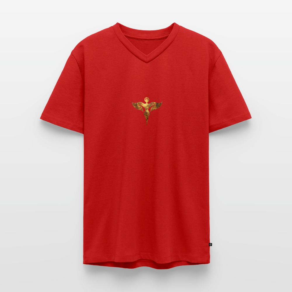 Männer Bio-T-Shirt mit V-Ausschnitt "Gaia" - Rot