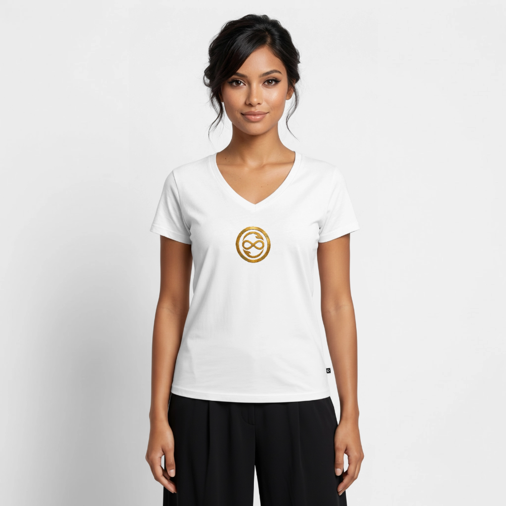 Frauen Bio-T-Shirt mit V-Ausschnitt ANIMA AETERNA - Weiß