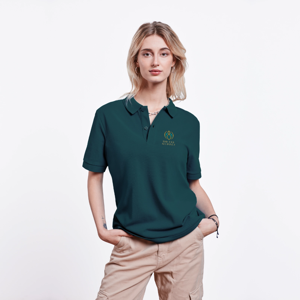 Unisex Bio-Poloshirt TLA Wo Verbindung Wirkung Schafft - Dunkles Petrol