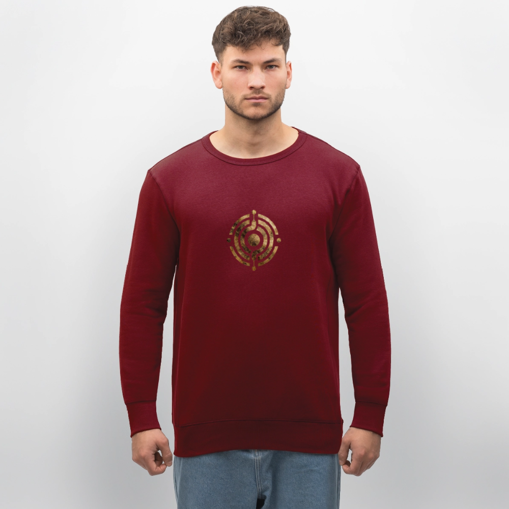 Unisex Bio-Sweatshirt "Atme Lächle Lausche" - Burgunderrot