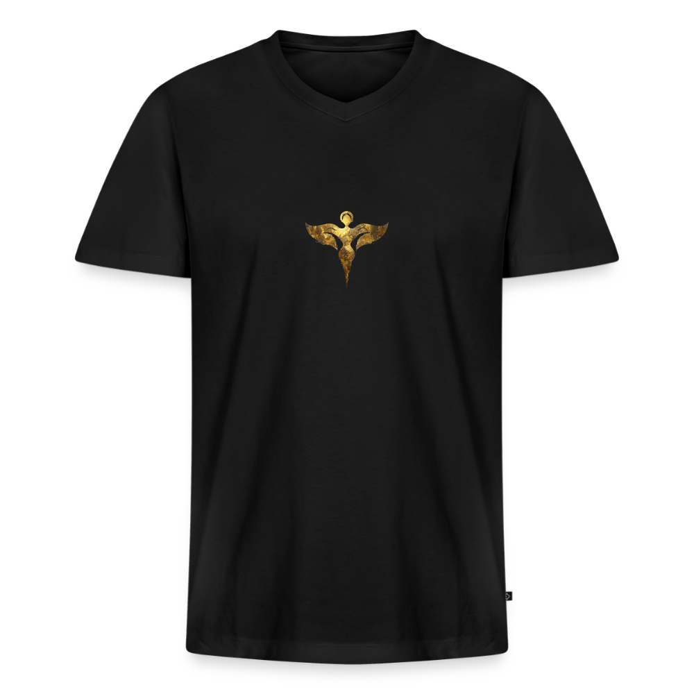 Männer Bio-T-Shirt mit V-Ausschnitt "Gaia" - Schwarz