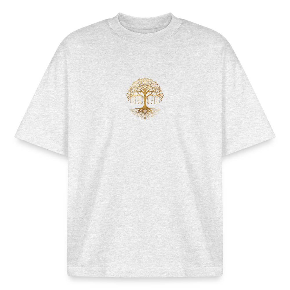 Heavyweight Unisex Bio T-Shirt "Weltenbaum - Kühles Grau meliert