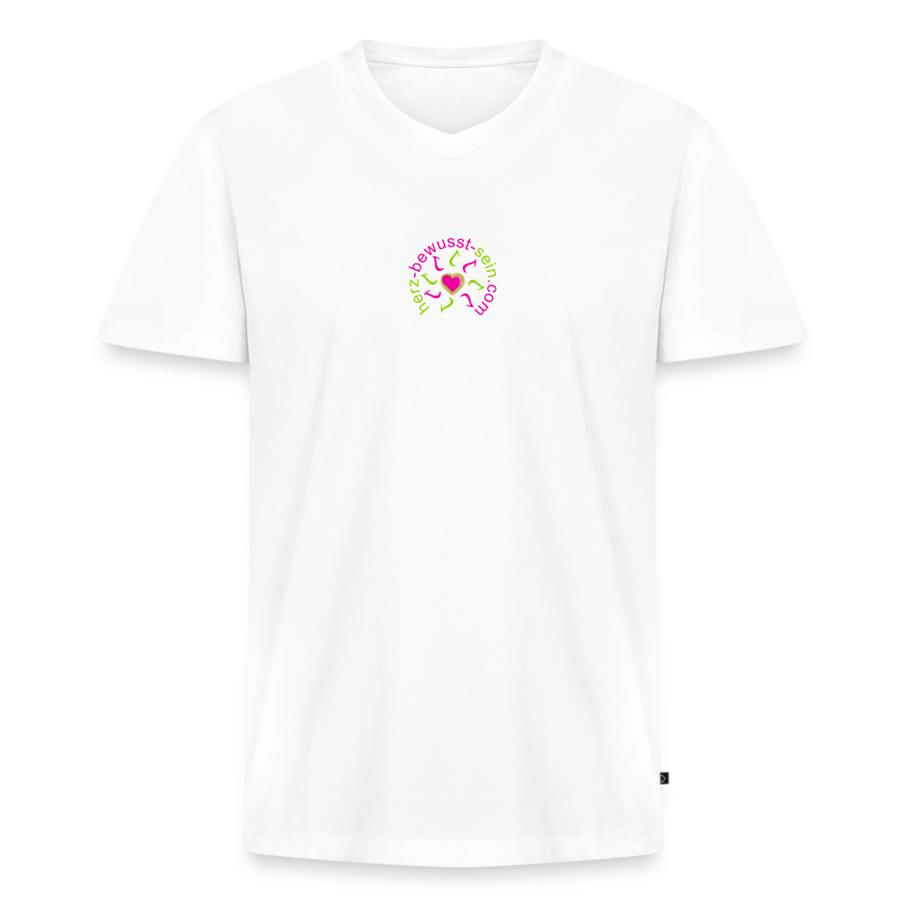 Männer Bio-T-Shirt mit V-Ausschnitt Herz-bewusst-sein - Weiß