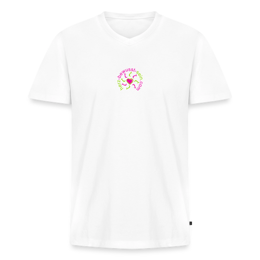 Männer Bio-T-Shirt mit V-Ausschnitt Herz-bewusst-sein - Weiß
