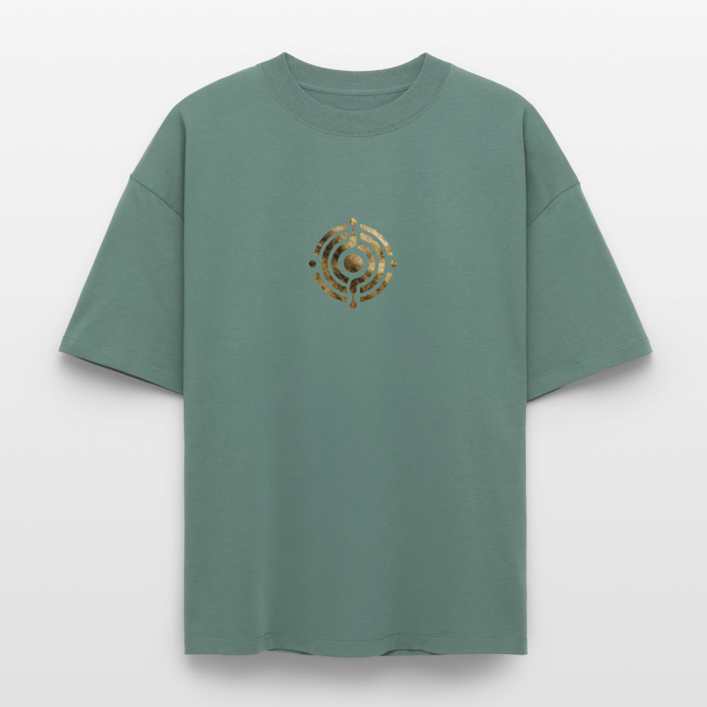 Heavyweight Unisex Bio T-Shirt "Atme Lächle Lausche" - Grüner Bucht