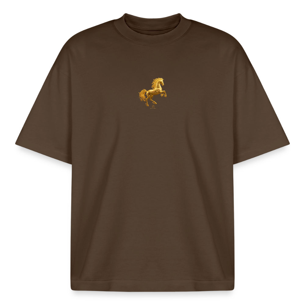 Heavyweight Unisex Bio T-Shirt "Feuerpferd - Dunkelbraun