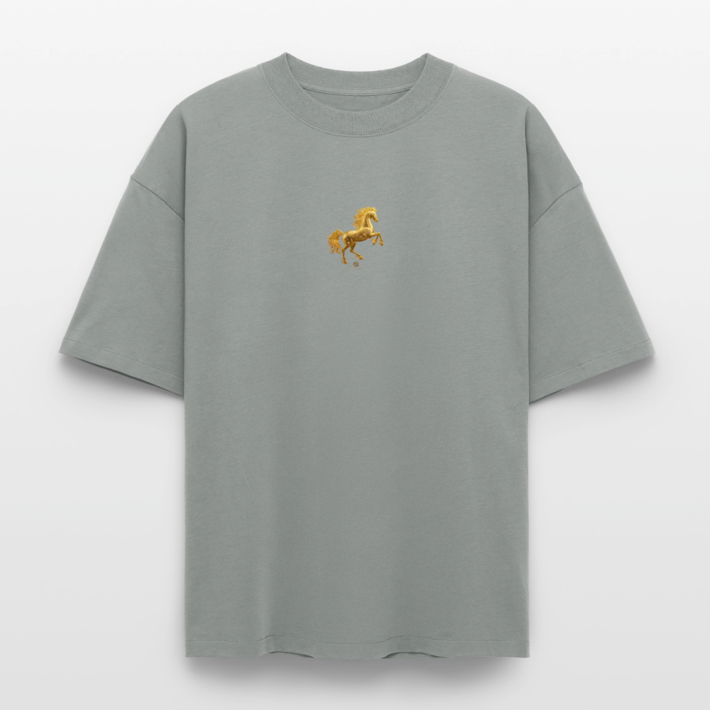 Heavyweight Unisex Bio T-Shirt "Feuerpferd - Nebelgrau