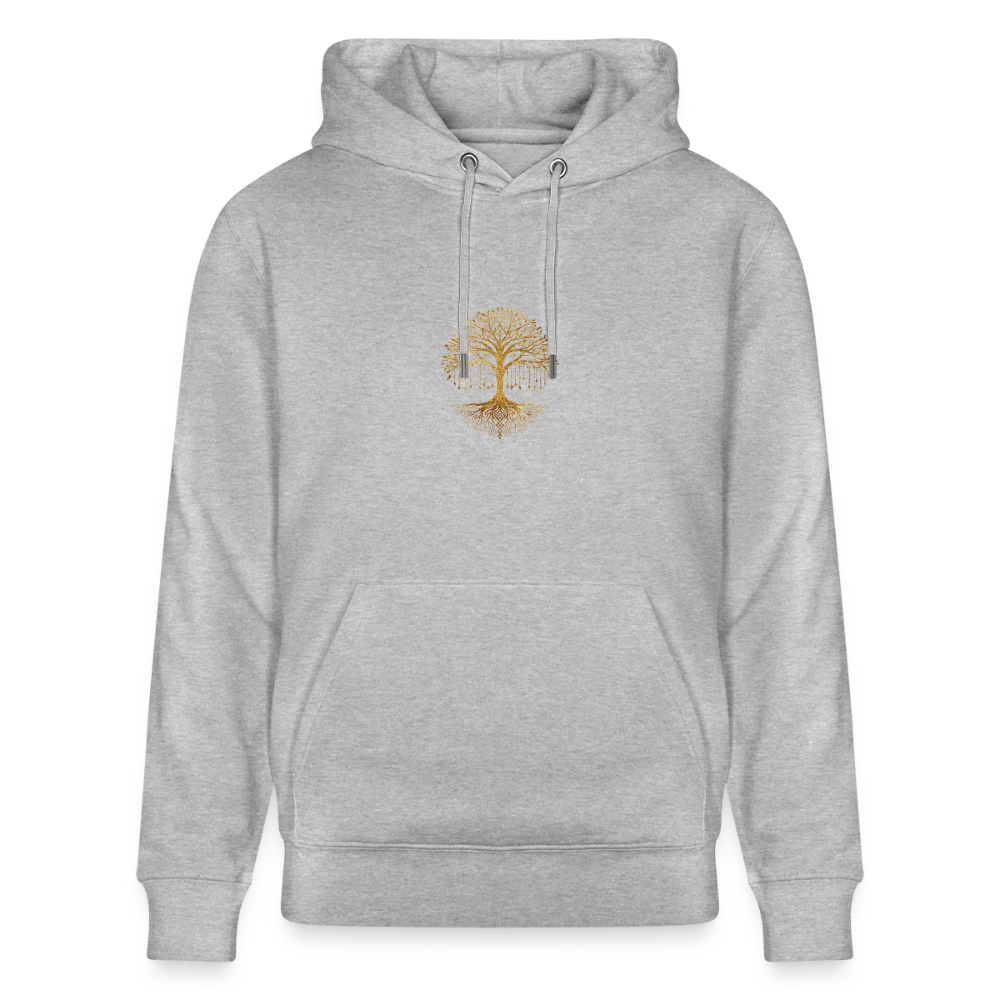 Unisex Bio-Hoodie "Weltenbaum" - Grau meliert