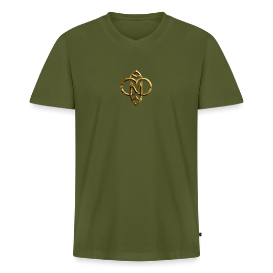 Männer Bio-T-Shirt mit V-Ausschnitt "Höchste Monade" - Khaki