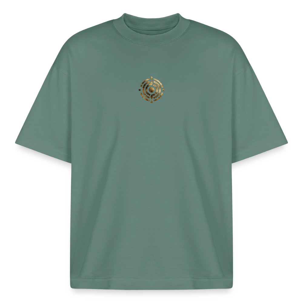 Heavyweight Unisex Bio T-Shirt "Effatá – öffne dich" Rückseite "Die stille Kraft für den inneren Frieden.§ - Grüner Bucht