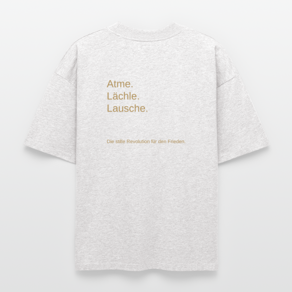Heavyweight Unisex Bio T-Shirt "Atme Lächle Lausche" - Kühles Grau meliert
