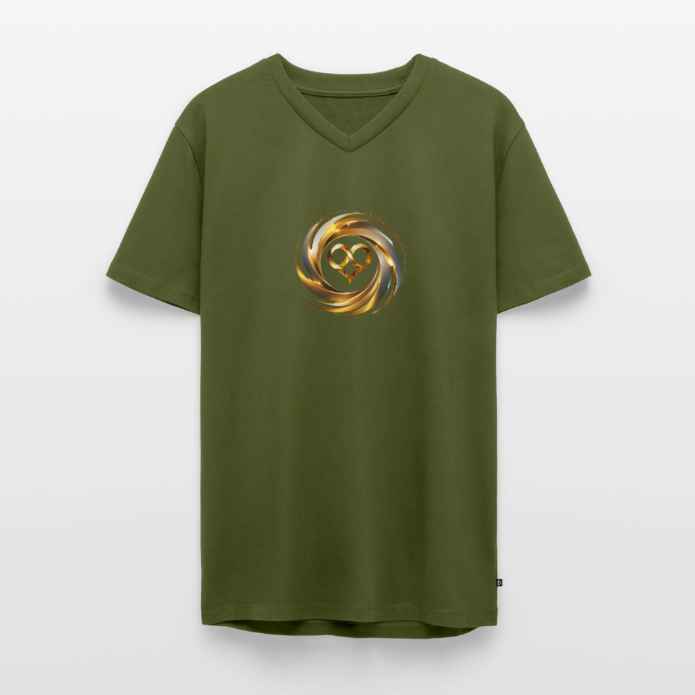 Männer Bio-T-Shirt mit V-Ausschnitt "ICH BIN" - Khaki