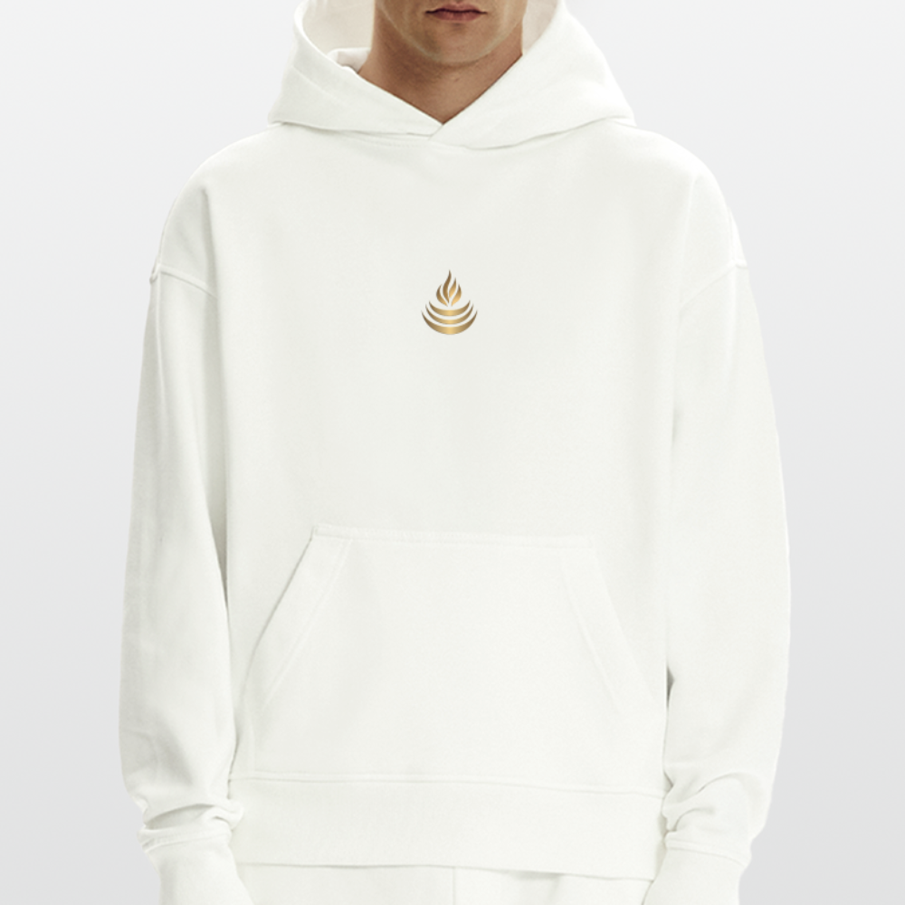 hiSign Quantenheilsymbol "Reichtum & Erfolg"  Druck klein VS Heavyweight Oversized Organic Hoodie Made in EU - OFF WHITE