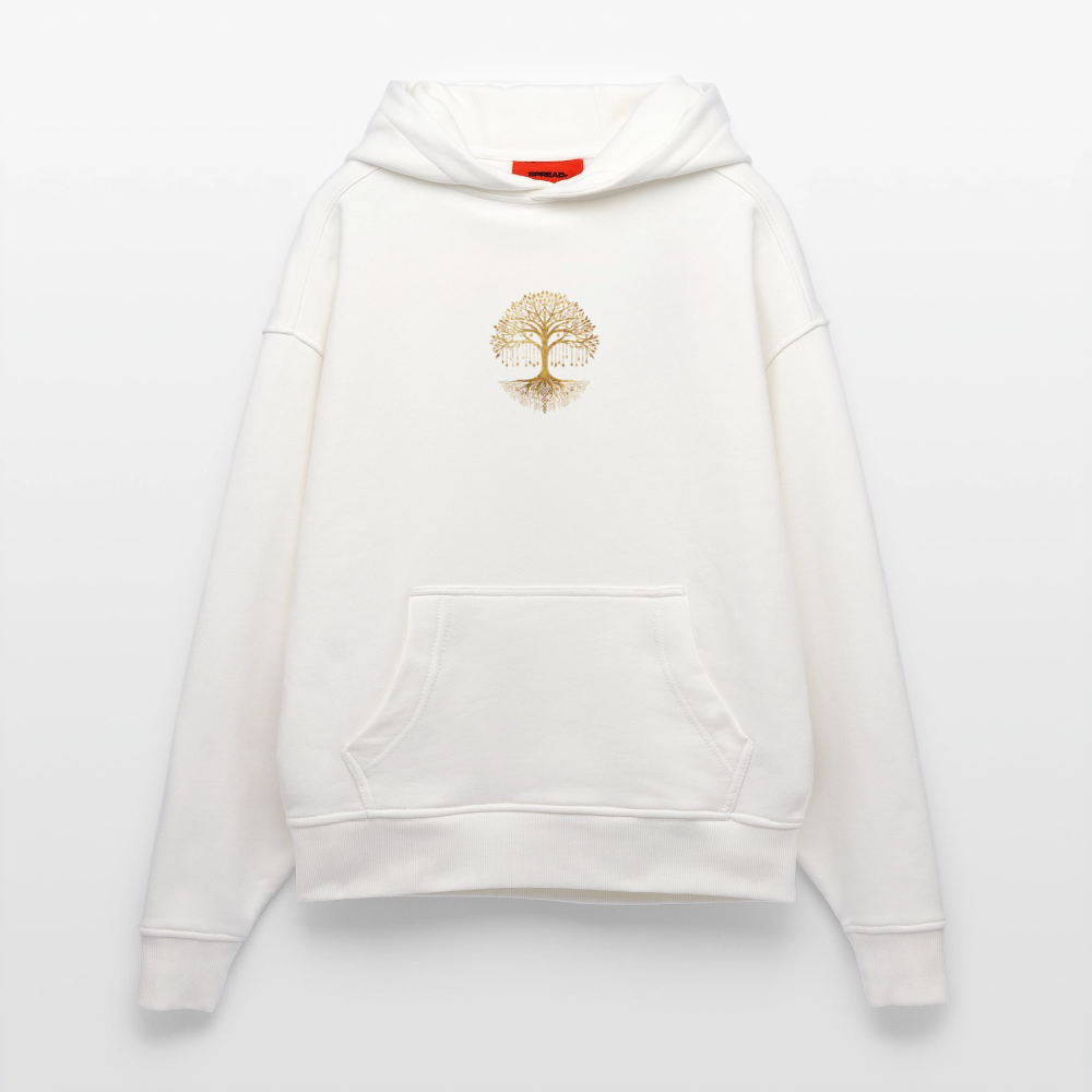 Heavyweight Oversized Organic Hoodie "Weltenbaum"  Made in EU - OFF WHITE