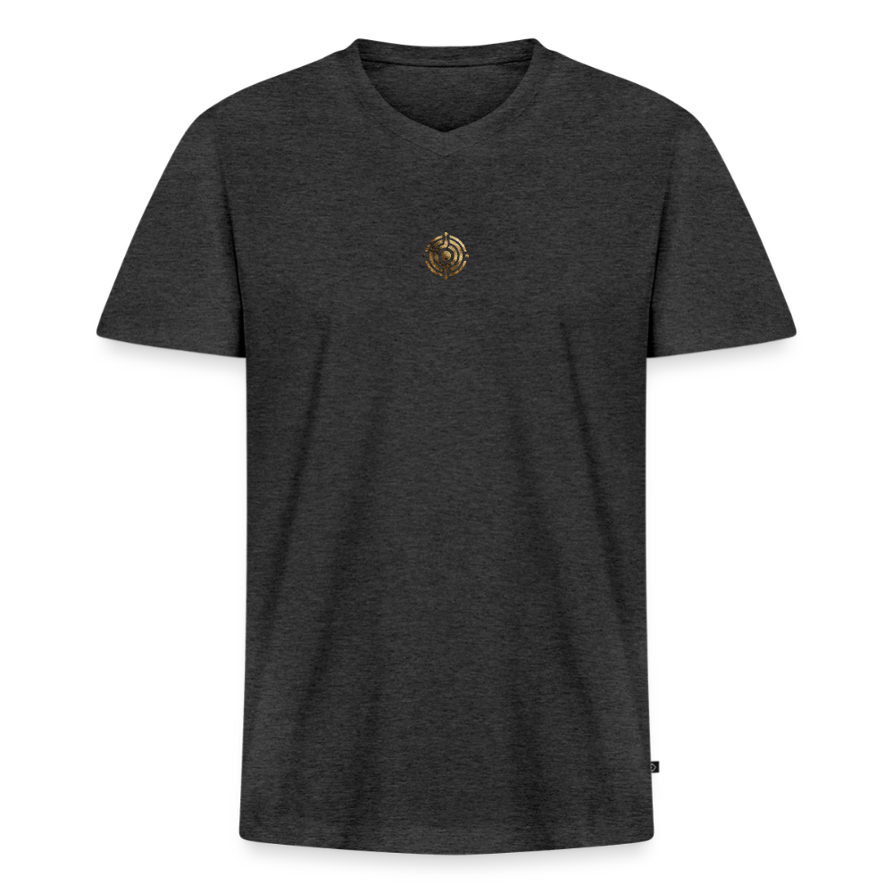 Männer Bio-T-Shirt mit V-Ausschnitt bedruckt vorne & hinten "Effatá – öffne dich." - Anthrazit meliert