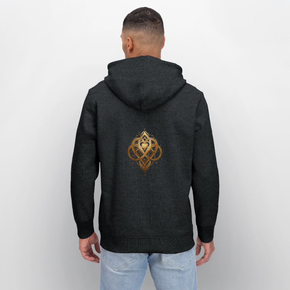 Unisex Bio-Hoodie "Agape" Druck vorne & hinten - Dunkelgrau meliert