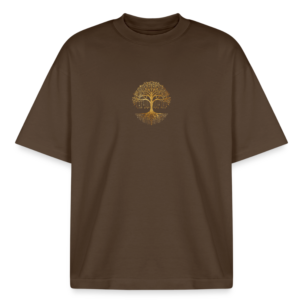 Heavyweight Unisex Bio T-Shirt "Weltenbaum - Dunkelbraun