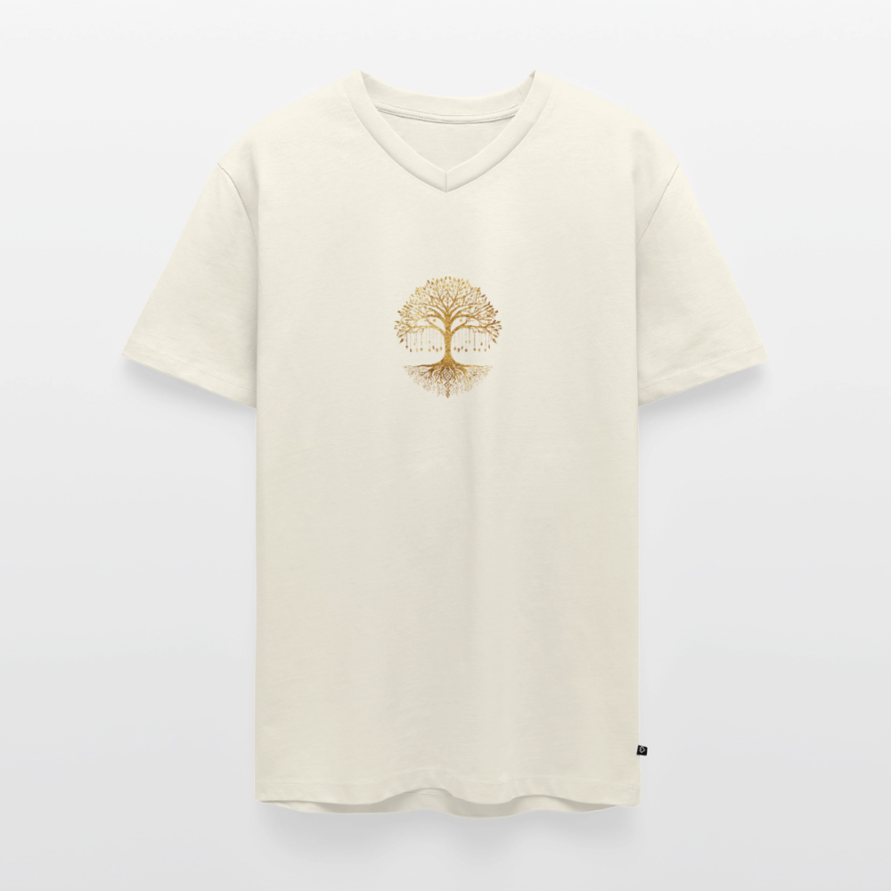 Männer Bio-T-Shirt mit V-Ausschnitt "Weltenbaum" - Naturweiß