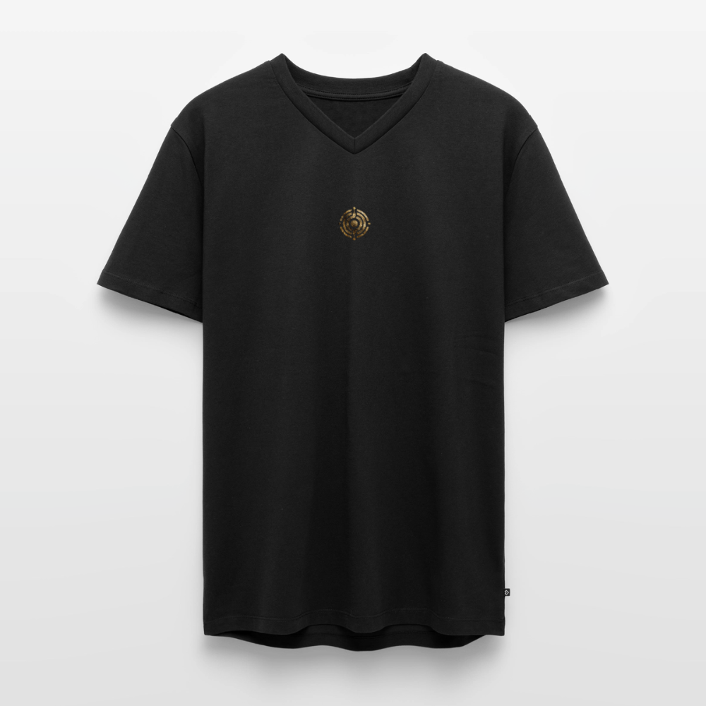 Männer Bio-T-Shirt mit V-Ausschnitt bedruckt vorne & hinten "Effatá – öffne dich." - Schwarz