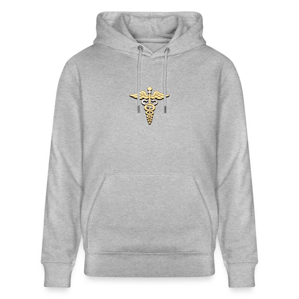 Unisex Bio-Hoodie "Merkurstab - Schutz" - Grau meliert