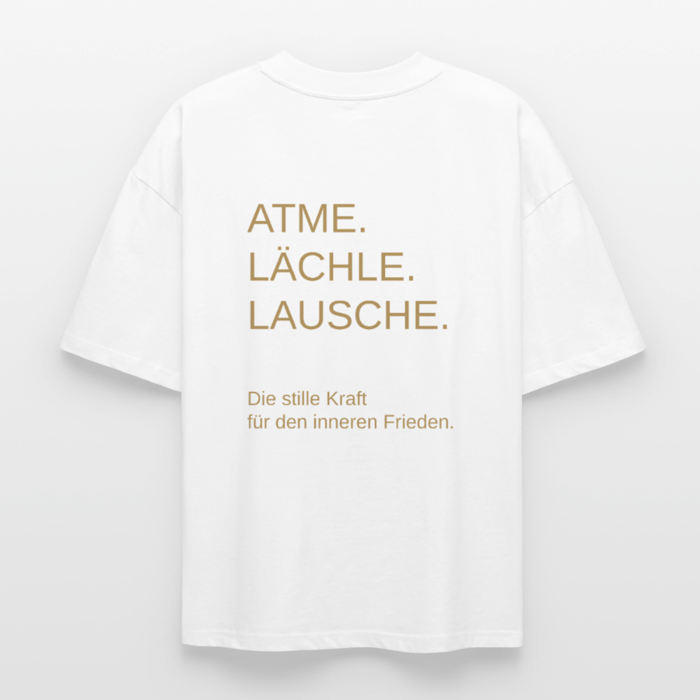 Heavyweight Unisex Bio T-Shirt "Effatá – öffne dich" Rückseite "Die stille Kraft für den inneren Frieden.§ - Weiß