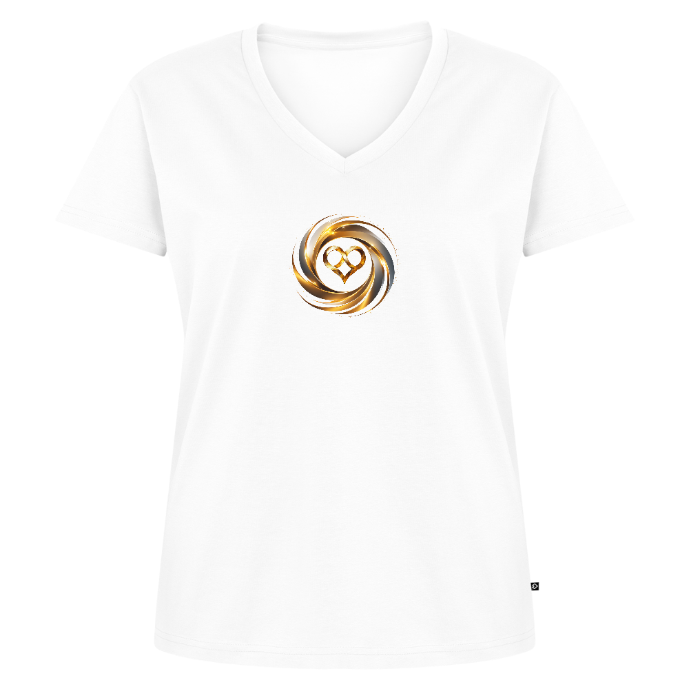 Frauen Bio-T-Shirt mit V-Ausschnitt "ICH BIN" - Weiß