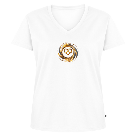 Frauen Bio-T-Shirt mit V-Ausschnitt "ICH BIN" - Weiß