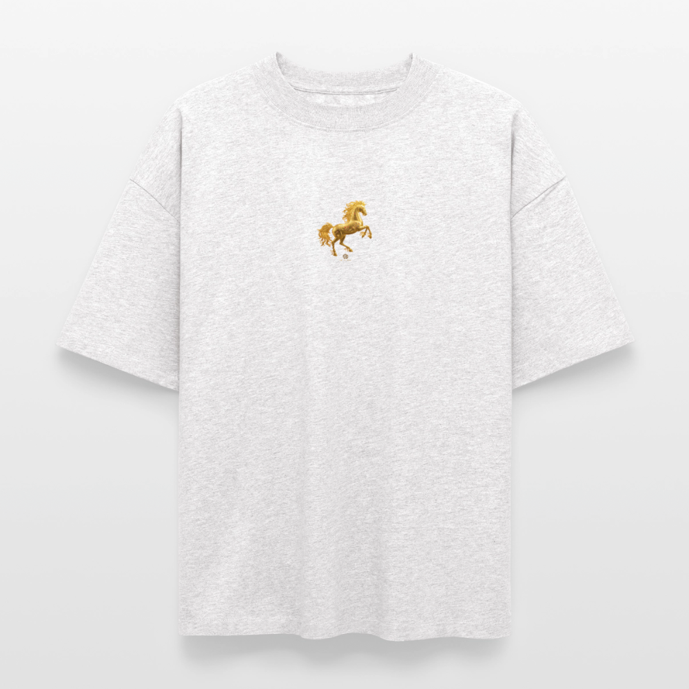 Heavyweight Unisex Bio T-Shirt "Feuerpferd - Kühles Grau meliert