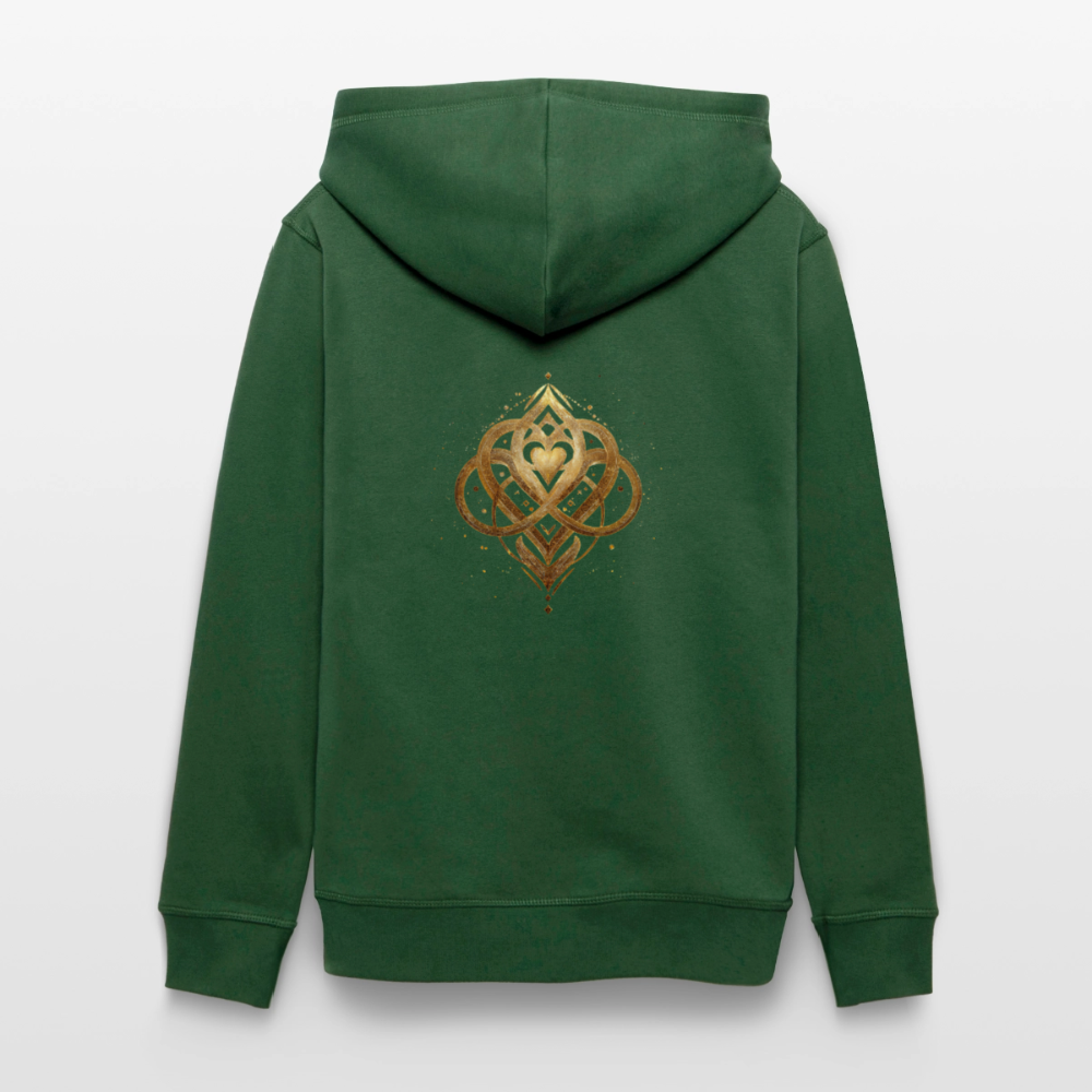 Unisex Bio-Hoodie "Agape" Druck vorne & hinten - Flaschengrün