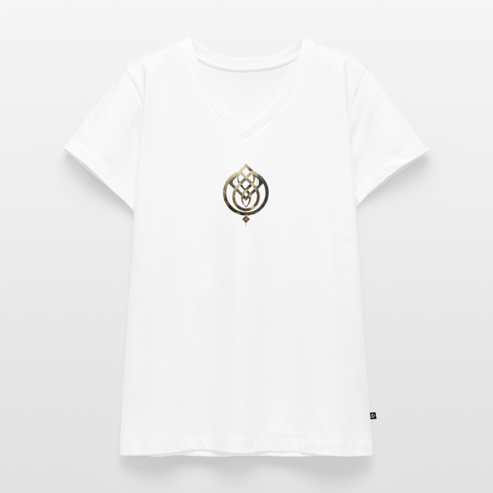 Frauen Bio-T-Shirt mit V-Ausschnitt Anima Soluta – beidseitig bedruck - Weiß