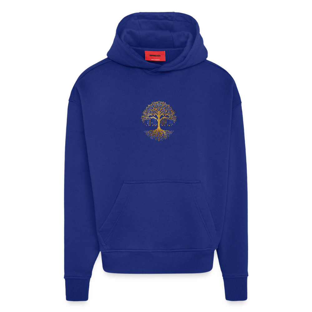 Heavyweight Oversized Organic Hoodie "Weltenbaum"  Made in EU - Iconic Blue