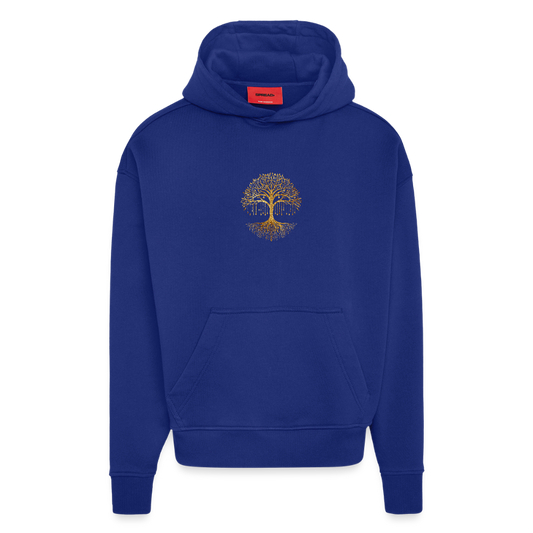 Heavyweight Oversized Organic Hoodie "Weltenbaum"  Made in EU - Iconic Blue