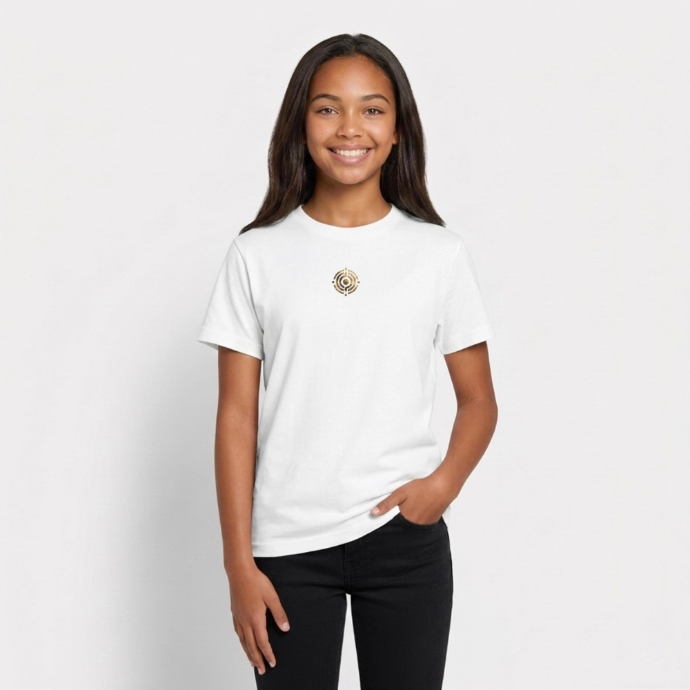 Teenager T-Shirt "Effatá" Rückseite "Die stille Kraft für den inneren Frieden." - Weiß